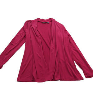 Susan‎ Graver Cardigan Womens Medium Red Open Front Long Sleeve Layering Artisan